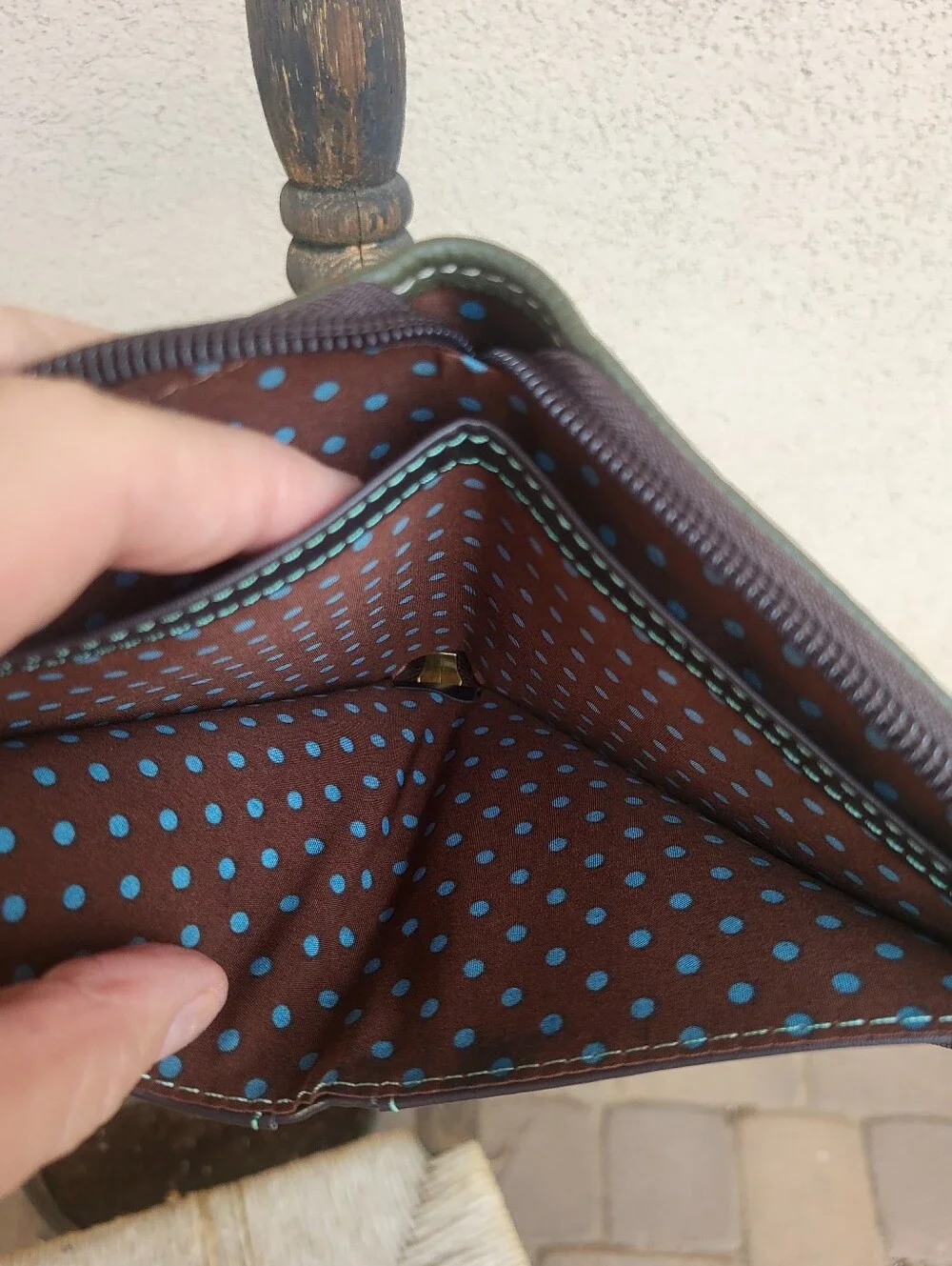 CHALA Monkey Wallet Vegan Leather, Zip Around. Olive